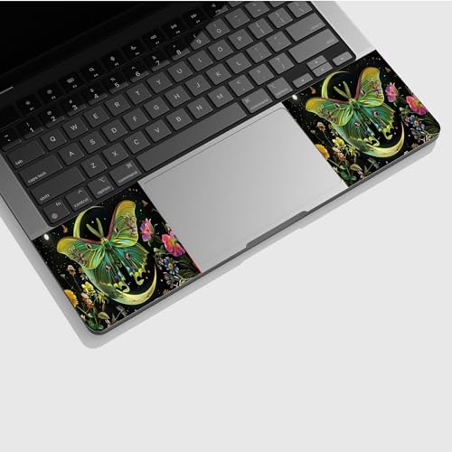 Universal Laptop Skin Sticker with 2 Wrist Pad Skins, Waterproof Scratch Resistant Vinyl Laptop Cover Decal, Cut to Fit for 11–15.6 Inch MacBook HP Dell Lenovo, Moth Moon Flowers - color: Moth Moon Flowers