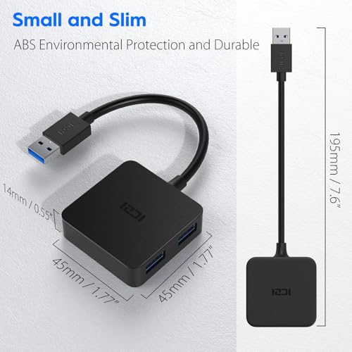 ICZI USB 3.0 Hub, 4 Ports USB Splitter Multiple Extender for Laptop, PC, MacBook, Mac mini, iMac, Surface Pro, Mobile HDD - size: 0.5ft