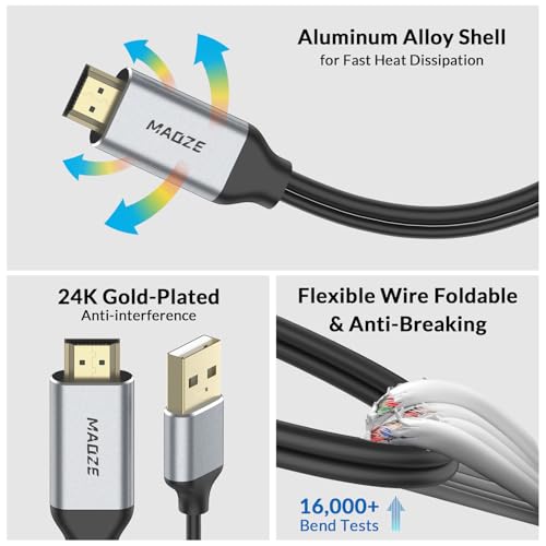 HDMI to USB C Cable 4K@60Hz 0.75ft, Unidirectional Adapter for AR Glasses | Male to Female, Compatible with Xreal Air/Rokid AR/Rayneo, PS5/Xbox/Steam Deck,Portable Monitor Touch, Gold-Plated Connectors