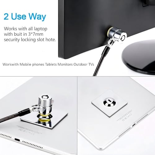 5Pack Laptop Cable Lock Hardware Security Cable Lock Anti Theft 5Keys 6.7Ft Compatible for Tablet Laptops, iMac,Out Door TV,Mac mini,& Other Devices Longer Cable( 5PCS keyed Alike) - color: Single package keyed alike