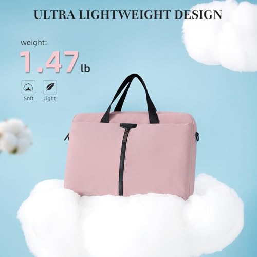 Timeet 17.3 Inch Laptop Bag for Men Women, Lightweight & Water-Resistant Computer Bag Laptop Briefcase with Shoulder Strap - color: Dusty Pink