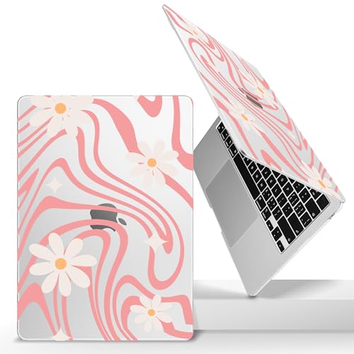 for 2026 MacBook Air 13-inch Laptop Case M5 2026 M4 2025 M3 2024 M2 2022 Release Model A3449 A3240 A3113 A2681, Hard Shell Cover for MacBook Air 13.6 inch, Wavy Swirl Groovy Daisy - color: Wavy Swirl Groovy daisy