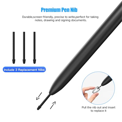 Jvkzaen EMR Stylus Compatible with Remarkable 2, Replacement Digital Pen with Eraser, 4096 Pressure Levels, Tilt Support, Palm Rejection, for Remarkable/Samsung/Kindle Scribe Devices(3 Pen Tips)