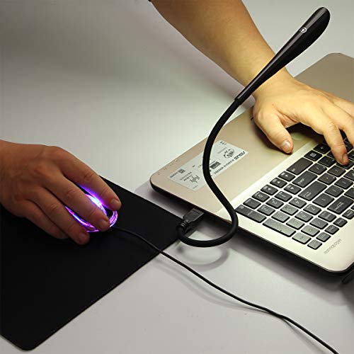 SOON GO Mini Mouse Pad Kids Mice for Laptop USB LED Light 3 in 1 Gift Combo Mouse Pad Non-Slip Rubber Base USB Reading Lamp with Dimmable Touch Switch and Flexible Gooseneck for Laptop Home Office - color: blacker