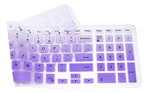 Silicone Keyboard Cover Compatible for 15.6" Dell Inspiron 15 3000 & 5000 Series, 17.3 inch Dell Inspiron 17 5000 Series, Inspiron 15 i3541 i5566, Inspiron 17 i5749 Series Laptop (Purple Ombre) - color: Purple Ombre