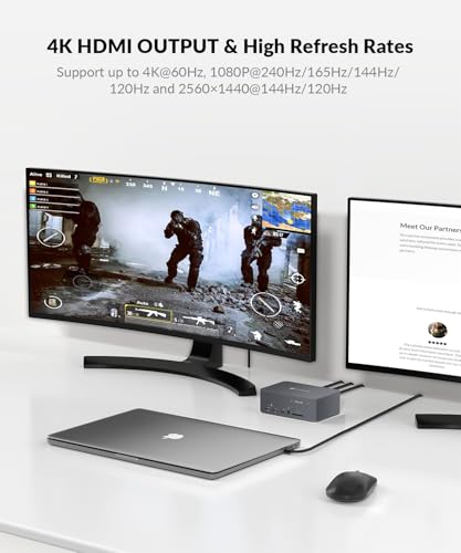 AV Access KVM Switch USB C Docking Station Dual Monitors for 2 Computers | 1G Ethernet, EDID, 4K60Hz, 5xUSB 3.0 Hub, Audio, SD, 60W Charging for Dell, HP, Lenovo Laptop, for Home Office - style: All-aluminum alloy body(iDock C10)