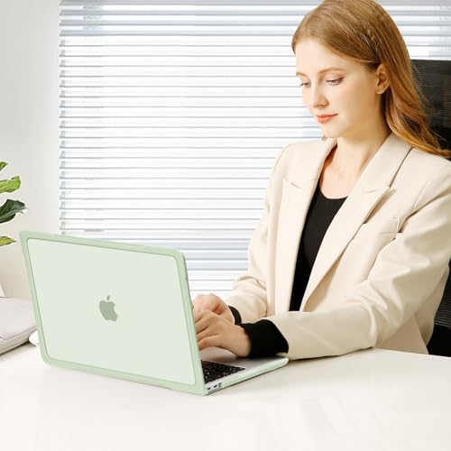 MOSISO Compatible with MacBook Air 13 inch Case M1 2018-2021, Sage Green | Reduces-Fingerprints with Soft TPU Bumper Shell&Keyboard Cover for MacBook Air 13.3 M1, 2021 2020 2019 2018 A2337 A2179 A1932 - color: Sage Green