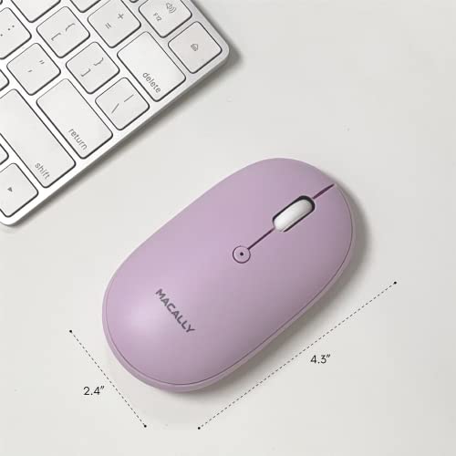 Macally Bluetooth Mouse Purple | Wireless Mouse - Comfortable and Quiet, Enjoy Strong Connection for Laptop, Mac, iPad - color: Purple