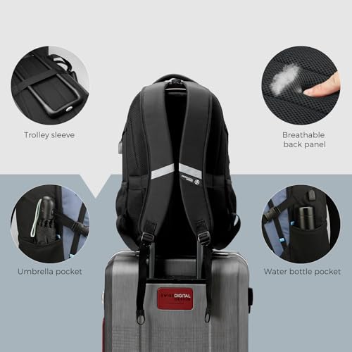 Swissdigital Design Laptop Backpack with USB Charging Port, Travel Backpack Fits 15.6-Inch Computer, 31l College School Backpack for Men, Haze Blue/Black | SD803-16 - color: Haze Blue/Black