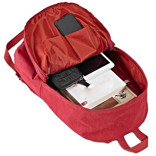 Durable Canvas College Rucksack Laptop Excursion Backpack Travel Notebook School Backpack Bookbag For Men Women Red Factory Directly - color: Red