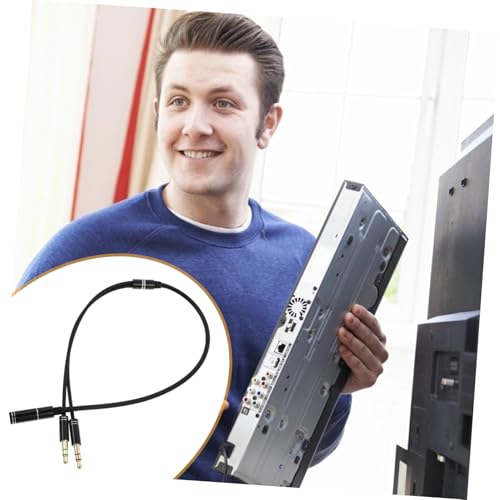 2pcs Headset Jack Adapter Cord Y Splitter Cable Male to Female Audio Extension for Laptops Mobile Phones Microphone Live Streaming Karaoke