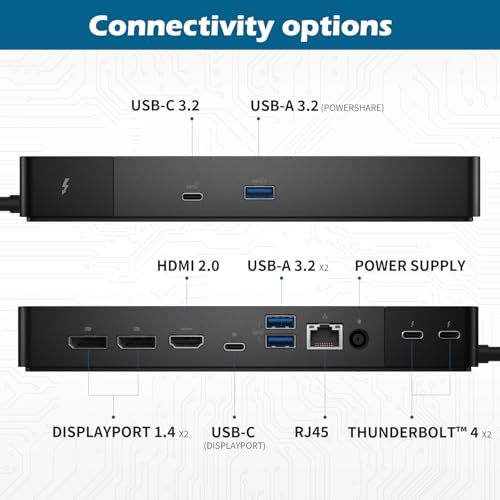 WD22TB4 Dell Docking Station, USB-C/USB-A Dock WD22TB4, 180W Power Adapter + 130W Power Delivery, with FKA HDMI and DP Cable, Support Dual/Triple Monitor & 4K Displays, New - 3 Year Warranty