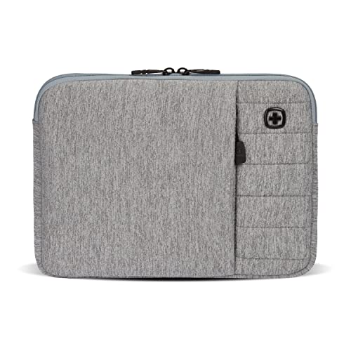 SwissGear Padded Zippered Laptop Sleeve, Micro-Twill Laptop Case with Zippered Front Compartment & Fleece Lining - color: Light Gray Heather, size: 13-Inch