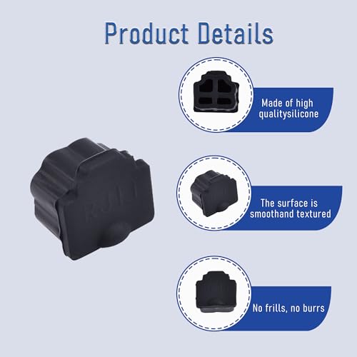 10 PCS RJ11 Port Anti-dust Plugs, Silicone Covers Caps Stoppers, Port Protector for End Computer Digital Socket Printer, 0.37 x 0.3 (LxW) - size: RJ11/Black/10 PCS