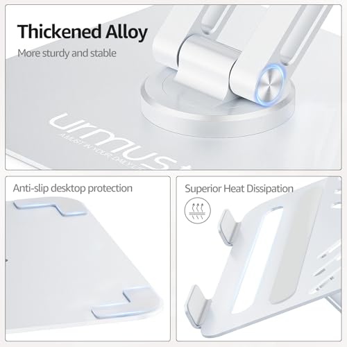 Urmust 360° Rotating Laptop Stand for Desk Adjustable Height, Ergonomic Laptop Riser Standing Desk Converter, MacBook Stand, Computer Lap top Riser Holder, Fits All Laptops 10-17" - color: A-Silver