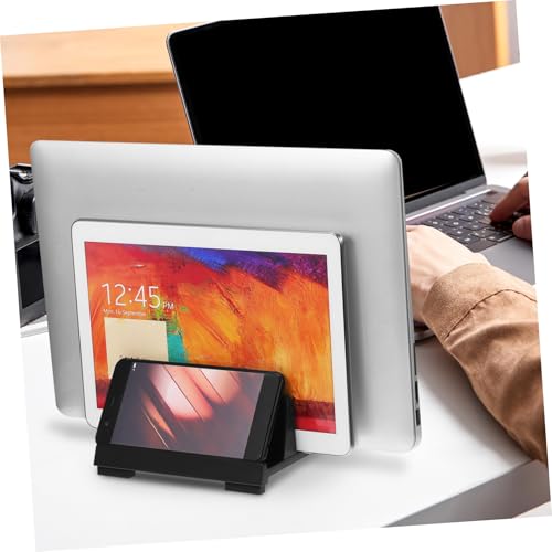 Uonlytech Dual Slots Laptop Support Holder Vertical Laptop Mount Stand Office Desk Organizer Padded