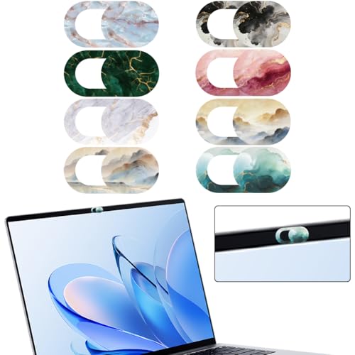 8Pcs 8 Styles Laptop Camera Cover Slide Marble Privacy Guard Accessories, 0.04 Inch Ultra Thin Webcam Cover Protector Blocker for Desktop Computer Tablet Notebook Mini PC Home Office Use - color: Marble