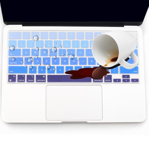 2 Pack Keyboard Cover for 2026 MacBook Neo 13" (Touch ID) & MacBook Pro 14"/16" M5-M1 Pro/Max, M5-M2 & MacBook Air 13"/15" M5-M1, Keyboard Protective Skin US Layout - color: blueGradual+TPU