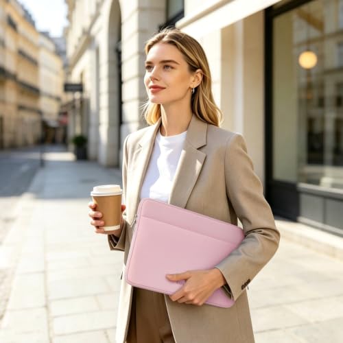 RAINYEAR Laptop Sleeve Case 13.3 Inch, Protective Portable Case with Front Pocket, Briefcase Handbag Laptop Bag Compatible with 13.3-14 Inch Laptop PC, 14 Inch MacBook Pro M5 M4 M3 M2 M1, Light Pink - color: Light Pink, size: 13.3-14 inch