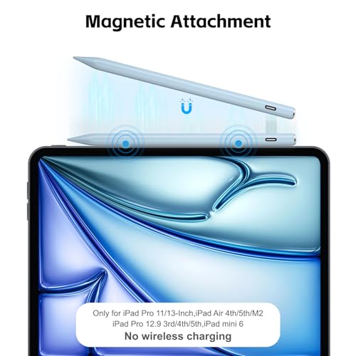 Stylus Pen for iPad 2026-2018 with 13mins Fast Charge,Tilt Sensitivity Palm Rejection Pencil for 11th (A16)/10/9/8/7/6 Gen, iPad Pro 11"/12.9"/M4/M5, iPad Air 3/4/5/M2/M3/M4 - color: blue