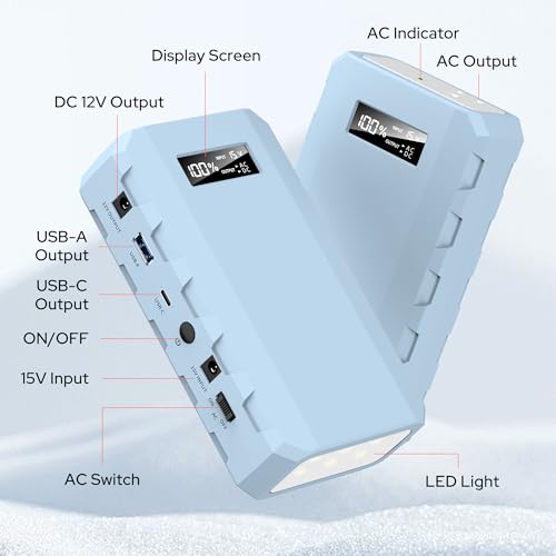 SinKeu Portable Power Bank with AC Outlet, 65W/110V Portable Laptop Charger, 88.8Wh/24000mAh Portable Charger with Outlet, Laptop Power Bank Fast Charging for Camping Home Emergency