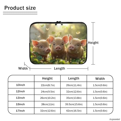 Pig Printed Laptop Bag for Women Men, Lightweight Laptop Case Bag Water Resistant Computer Case Bag 12 Inch Briefcase with Zipper, Easy to Carry Computer Carrying Cover - color: Pig-Green, size: 12 Inches
