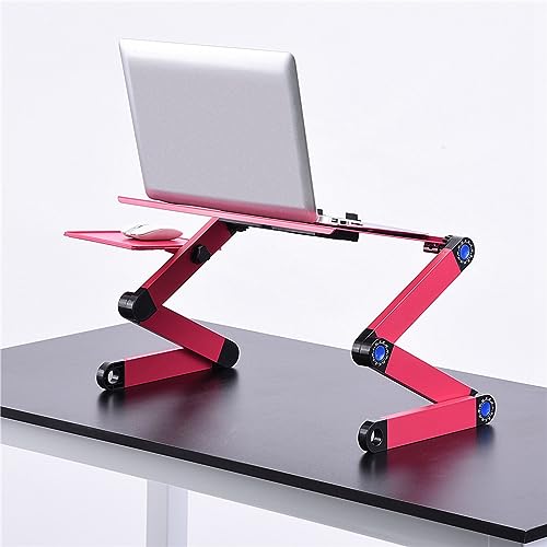 Laptop Stand with Fan, Laptop Stand with W Cooling Fan Mouse BOAD 360° Adjustable Foldable Laptop Desk Table Stand Holder Laptop Cooling Stand for Home, Office, Bed Sofa, Couch - color: Rose Red