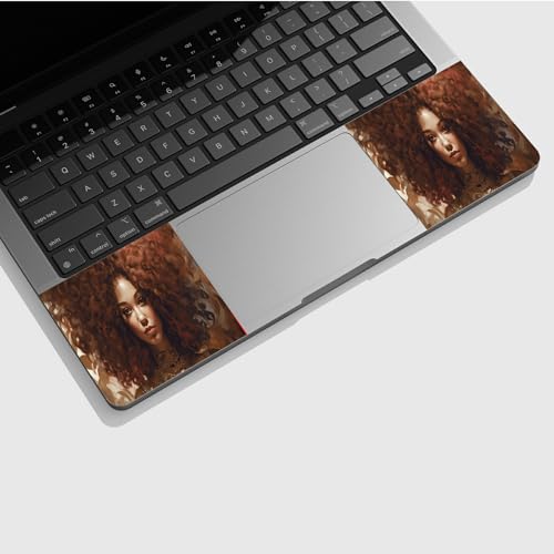 Universal Laptop Skin Sticker with 2 Wrist Pad Skins, Waterproof Scratch Resistant Vinyl Laptop Cover Decal, Cut to Fit for 11–15.6 Inch MacBook HP Dell Lenovo, Black Girl Red Hair - color: Black Girl Red Hair