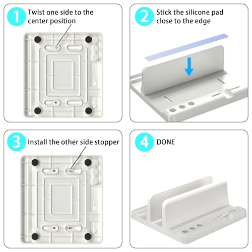 Vertical Laptop Stand, Adjustable 3 in 1 ABS | Space-Saving Desktop Dock, Compatible with MacBook, HP, Dell, Microsoft Surface, Fits Most Laptops (White, 1 Slot) - color: White-1 Slot Version