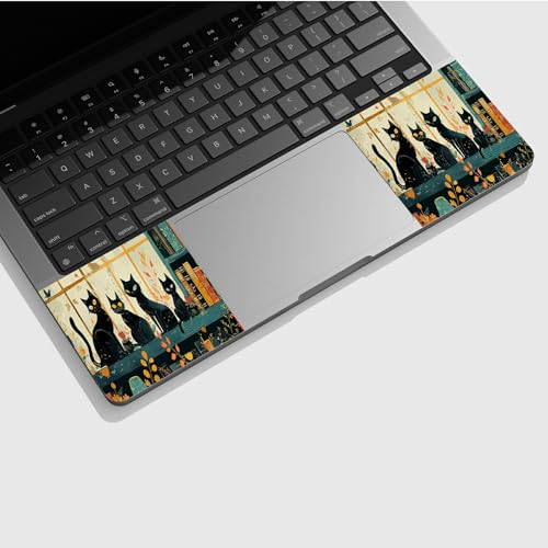 Universal Laptop Skin Sticker with 2 Wrist Pad Skins, Waterproof Scratch Resistant Vinyl Laptop Cover Decal, Cut to Fit for 11–15.6 Inch MacBook HP Dell Lenovo, Black Cats - color: Black Cats