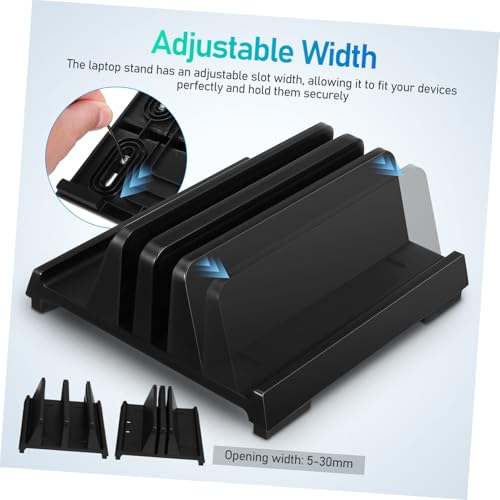 ARTIBETTER Laptop Stand Riser Black Dual Slot Holder for Desk Vertical Laptop Holder