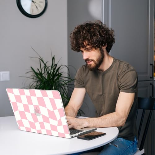 AKIT for MacBook Air 13 inch Case M5 M4 M3 M2 2026-2022, Pink Checkboard | A3449 A3240 A3113 A2681, Funny Pattern Hard Shell Laptop Case+Screen Protector+Keyboard Cover for MacBook Air 13.6 inch - color: Pink Checkboard