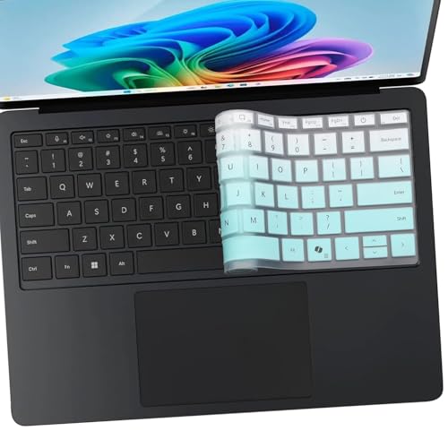 2 PCS Keyboard Cover for 2025 2024 Microsoft Surface Laptop 7(7th Edition Copilot+ PC) 13.8 & 15 inch US Layout Keyboard Skin-MGreen+Clear - color: MGreen+Clear