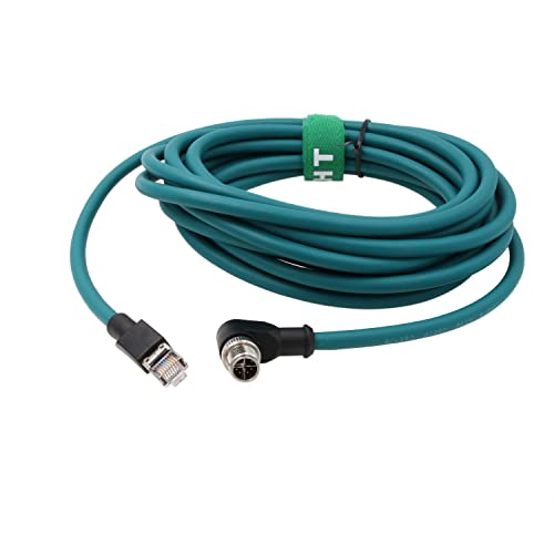 Camera Sensor M12 Ethernet 8 Pin X-Coded RJ45 Cable CAT7e for Cognex Basler Baumer Keyence Industrial Automation Control PLC, Right Angle High Speed 30M - size: 30 meter