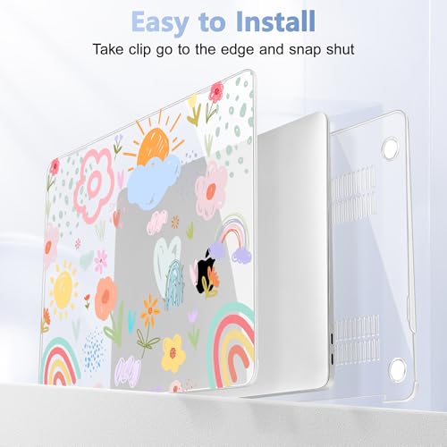May Chen Compatible with MacBook Air 13 inch Case 2022 2021, 2020-2018 Release Model: M1 A2337 A2179 A1932, Plastic Hard Shell Case Cover for Mabook Air 13 inch with Retina Dispaly, Rainbows Flowers - color: Rainbows flowers