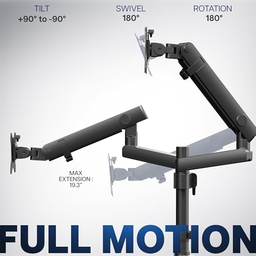 VIVO Premium Aluminum Full Motion Dual Monitor Desk Mount Stand with Lift Engine Arm, Pole Extension, and USB Ports, Fits Ultrawide Screens up to 40 inches, STAND-V102BDU - size: Dual monitor, style: Extended