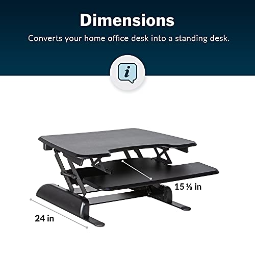 Vari - VariDesk Essential 30 - Two-Tier Standing Desk Converter for Home Office - Adjustable Sit Stand Desk with 11 Height Settings - Standing Desk Riser for Monitor & Accessories - 30" Wide, Black - size: 30"