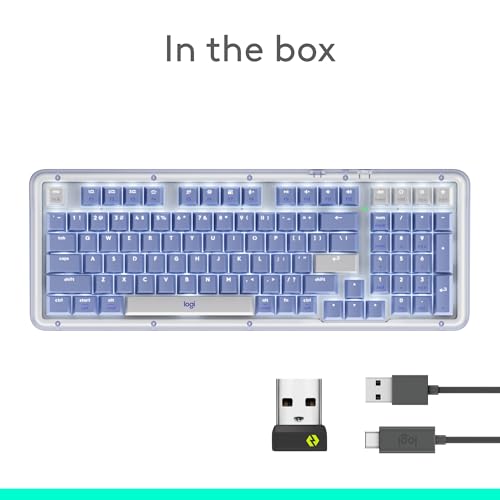 Logitech Alto Keys K98M Wireless Mechanical Gasket Keyboard - Lilac | Customizable, clicky, vibration absorbing gasket, white backlit keys, Bluetooth, USB-C charging, for PC, Mac, Laptops - color: Lilac