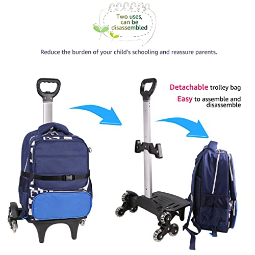 Backpack Trolley, Wheeled Trolley Aluminium Alloy Foldable Hand Cart 6 Wheels Rolling Luggage Carts for Kids Teens Adult School Travel (6 Wheels) - color: 6 Wheels