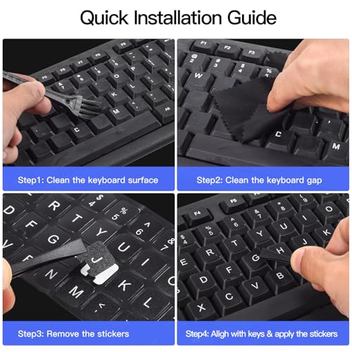 2PCS Hebrew Keyboard Stickers with Tweezer, Hebrew-English Replacement Keyboard Letters Black Background Orange Lettering for Laptops Notebooks PC Computer Desktop, Hebrew Keyboard Sticker - color: Hebrew Orange Letters