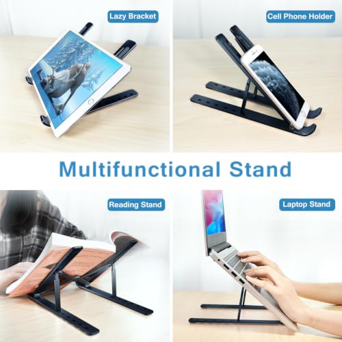ivoler Laptop Stand, Laptop Holder Riser Computer Tablet Stand, 6 Angles Adjustable Aluminum Ergonomic Foldable Portable Desktop Holder Compatible with MacBook,iPad 10-15.6” Midnight Blue - color: E-Midnight Blue