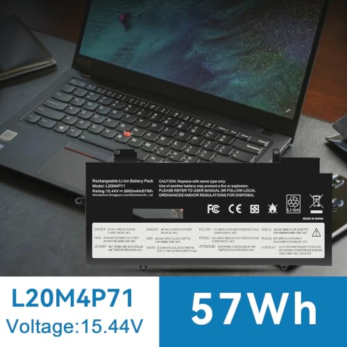Futurebatt L20M4P71 SB10T83216 Laptop Battery Replacement for Lenovo ThinkPad X1 Carbon 9th 10th 11th Gen X1 Yoga 6th 7th 8th Gen Series L20C4P71 SB10T83217 L20D4P71 L20L4P71 L20C4P71 - size: L20M4P71 11.18 5.59 0.67in