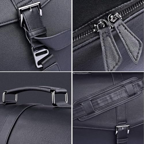 ESTARER Men's Leather Briefcase 17.3 Inch Laptop Computer Bag for Office/Business/Travel, Large Satchel Professional Leather Messenger Shoulder Bag, Black - color: Black, size: 17.3 Inch