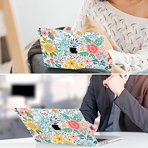 TWOLSKOO for MacBook Air 13 inch Case M5 2026 M4 2025 M3 M2 2024-2022 A3449 A3240 A3113 A2681, Plastic Hard Shell & Keyboard Cover & Screen Film for MacBook Air 13.6 inch Case, Abstract Flower - color: Abstract Flower