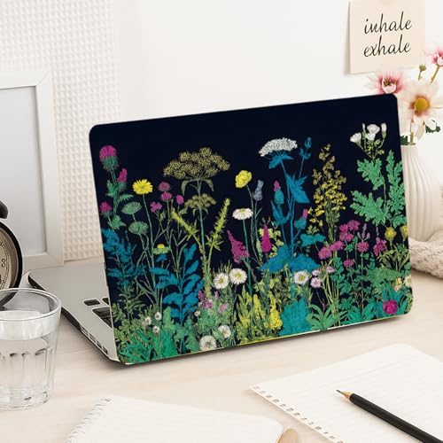 PLIGREAT 15 Inches Wildflowers in The Dark Laptop Sticker Decals, Creative Art Design Laptop Skin Stickers Fits 12" to 15" Laptops Universal Waterproof Removable Notebook Art Protector, Yellow Blue - color: Yellow Blue