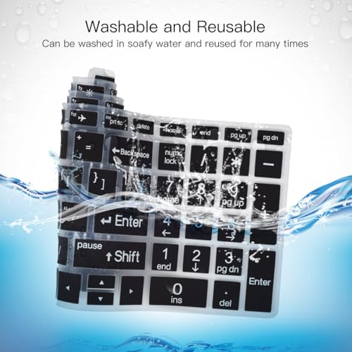 Large Print Keyboard Cover for HP Laptop 15-db/da 15-dw 15-dy 15-bs/bw 15-ef 15t 15z 15.6" 15-db0011dx 15-dy1043dx/dy1051wm 15-dw0037wm/dw1083wm 15-ef1001ds ef1023dx,HP 17-by/bs/ca 17.3 Keyboard Skin - color: Black-Large Print