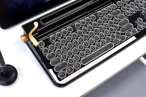 FINEDAY Keyboard 2.0 Plus, 2.4G Wireless & Bluetooth, 104 Keys, Blue Switch, 5000mAh, Retro Mechanical Keyboard with Korean/English Keycaps for PC/Mac/Phone (Korean Keycaps) - style: Korean Keycaps