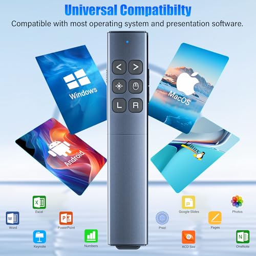 Presentation Clicker with Air Mouse - USB C Wireless Presenter Remote Clicker with Light Clicker, RF 2.4GHz PowerPoint Clicker for Presentation, Computer Clicker Slide Advancer for Mac,Laptop - color: Silver