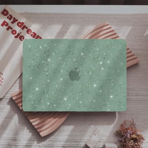 B BELK for MacBook Air 13.3 inch Case M1 A2337 A2179 A1932, Glitter Green | 2021-2018 Released, Sturdy Protective Laptop Hard Shell with 2 Keyboard Covers - color: Sparkling Glitter Green