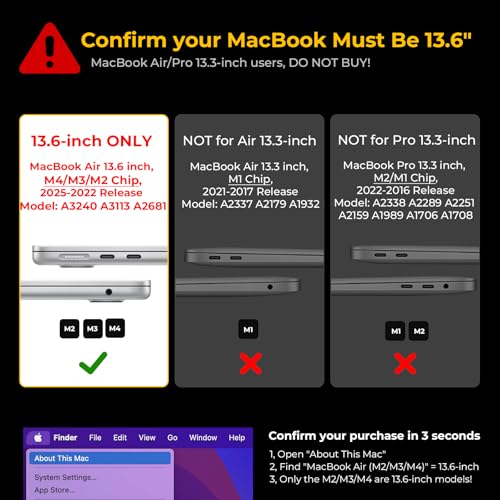 EooCoo Compatible with MacBook Air 13 inch Case M5 2026-2022 M4 M3 M2 A3449 A3240 A3113 A2681, Fit Like a Glove, Scratch Resistant Protective Hard Shell Cover for Mac Air 13.6", Crystal SkyBlue - color: Crystal SkyBlue, size: MacBook Air 13.6 inch